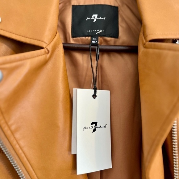 NWT 7 For All Mankind Faux Leather Motto Jacket Camel Brown - Picture 4 of 4